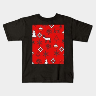 Red Christmas decor with deer Kids T-Shirt